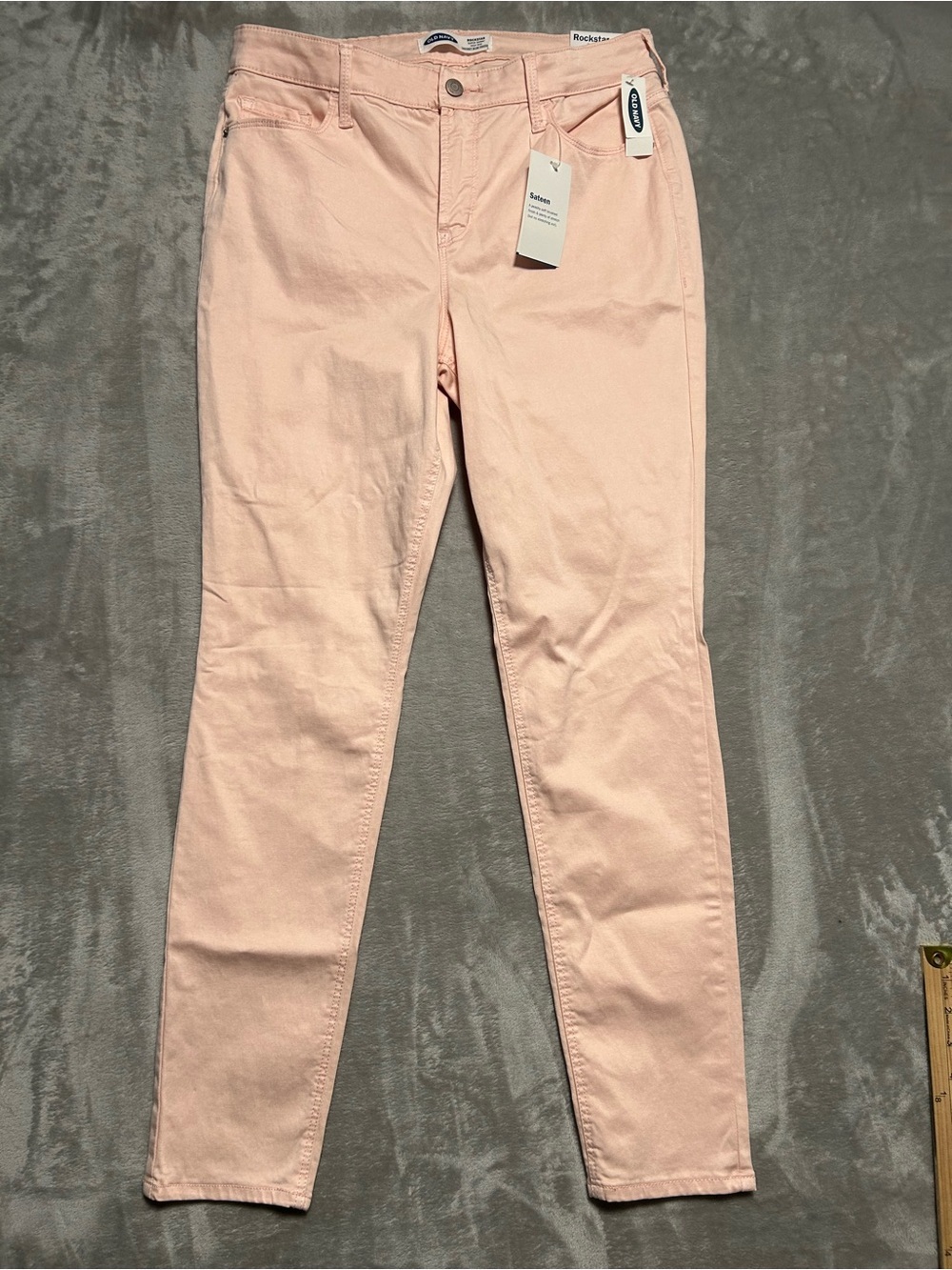 Old Navy Rockstar Super Skinny Jeans Women’s 12 Sateen Pink High Rise